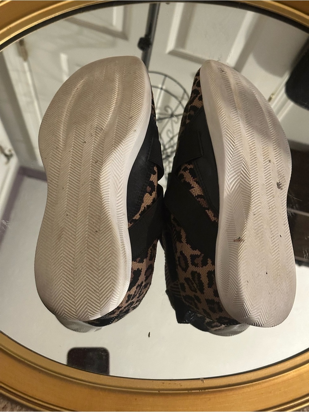 Skechers Slip-On Leopard Knit Athletic Sneakers - Tan/Black - Picture 6 of 7